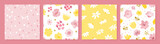 Fototapeta Tulipany - Set of seamless floral patterns. Vector design for textiles, covers,packaging,prints,interior decor and more.