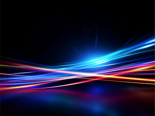 Wall Mural - abstract speed light trails effect path, fast moving neon futuristic technology background, future v