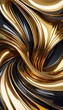 Golden glossy shiny metal abstract vertical illustration wallpaper, AI generated