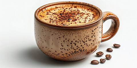 Wall Mural - Hot Coffee in Steaming Cup with Coffee Beans Scattered Around