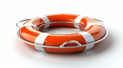 Lifebuoy on the white background, summer holiday concept