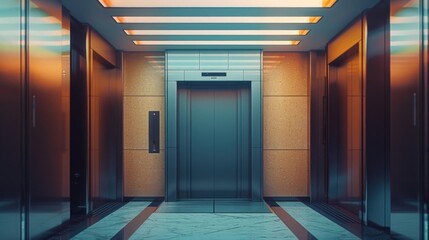 Poster - An empty elevator in a modern building, suitable for architectural and interior design concepts