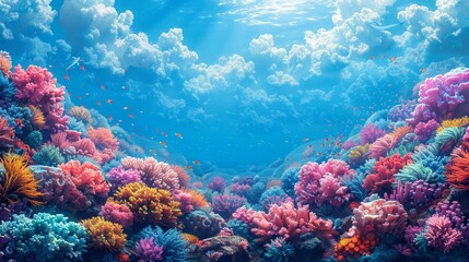 Wall Mural - Colorful Marine Life in Vibrant Coral Reef, generative ai