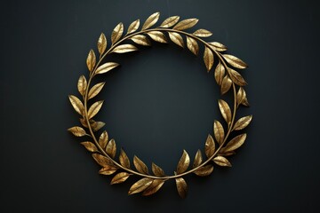 Wall Mural - Elegant gold leaves wreath on black background, perfect for luxury designs