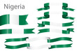 © Олександр Шнурик - set of flag ribbon with colors of Nigeria for independence day celebration decoration