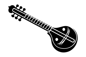 Wall Mural - sitar silhouette vector illustration