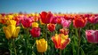 Vibrant Field of Red and Yellow Tulips