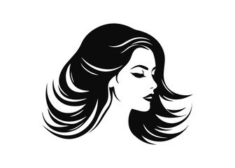 Wall Mural - Woman face and hair logo vector illustration