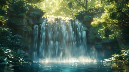 Wall Mural - Secret Oasis: Discovering the Hidden Waterfall, generative ai