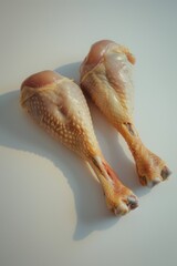 Fresh raw chicken legs on a clean white background. Perfect for food and cooking related projects