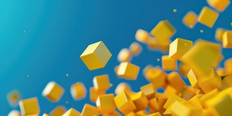 Canvas Print - Yellow cubes floating in the air, perfect for abstract backgrounds