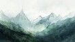 A beautiful watercolor painting of a mountain range. Perfect for nature lovers and home decor