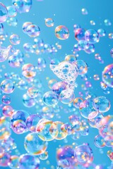 Wall Mural - A bunch of soap bubbles floating in the air. Ideal for advertising and spa concepts