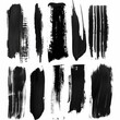 A collection of black paint strokes on a white background. Suitable for artistic projects