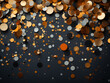 Abstract golden confetti on a dark background