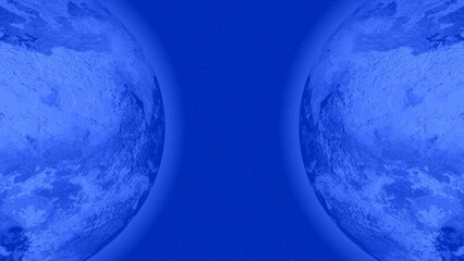 Wall Mural - Background is blue with the Planet Earth transparent. A view of the globe in space with reflection.