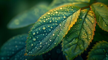 Wall Mural - Acne Metaphor: Dew Drops on Leaf, generative ai