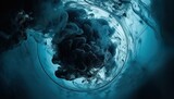 Fototapeta  - Intricate Blue Ink Swirls in Water. Generative AI