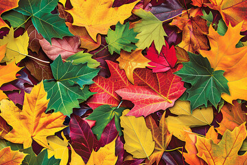 Sticker - Seamless pattern with colorful autumn leaves