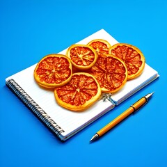 Wall Mural - orange and pen on notebook