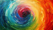 Spirals of vivid hues intertwining in a dynamic display, creating a sense of movement and energy captured on the canvas.