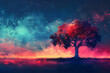 Abstract background with a tree, suitable for stress awareness month and mental health promotion.