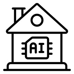 Poster - linear design icon of smart home processor

