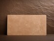 Brown blank business card template empty mock-up at brown textured background with copy space for text photo or product