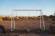 Goals at a soccer field made out with tires in rural San Pedro de Atacama, Chile