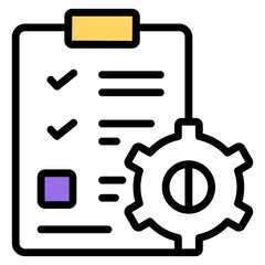 Sticker - Checklist with gear, icon of list management

