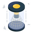 Badminton birdie icon, isometric design of shuttlecock

