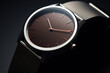 Watch on black background. Luxury wristwatches, refinement on dark backdrop