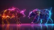 Neon Showdown: Bull vs Bear in a Luminous Duel of Markets.