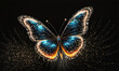 Enchanted Evening: A Mystical Butterfly with Golden Glitter Flits Through the Night
