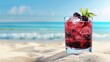 Savor a berry-rich cocktail by the seaside; a harmony of ice and fruit, embodying the quintessence of summer's refreshing embrace.
