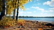lake in autumn  high definition(hd) photographic creative image