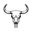 Cow skull. Black and white silhouette. Vector illustration