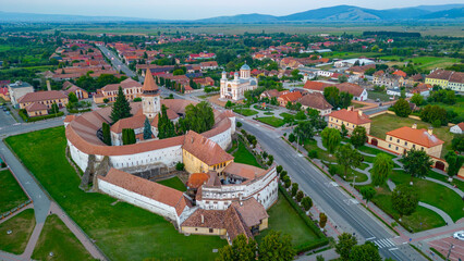 Canvas Print - Sunset view of the Fortified Church in Prejmer, Romania