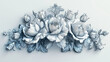 Dessin réaliste en noir et blanc d'une couronne de fleurs, bourgeons de roses avec feuilles sur fond blanc, tatouage, motif, clipart, dessin à l'encre avec relief et ombrages