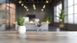 Defocused and Blur Photo of Simple and Unique Workplace Interior