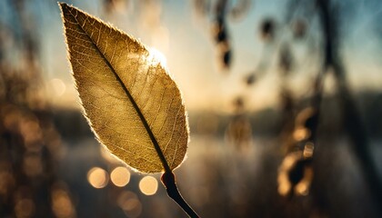 A whimsical close-up of a willow leaf