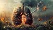 Visual illustration of smoking cessation as a primary method of lung cancer prevention