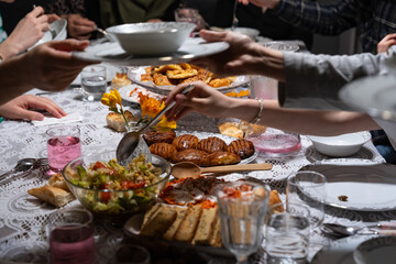 Eid Celebration Photo Among Family with Cologne and Chocolate (Kolonya ve Çikolata ile Bayramlasma) Üsküdar Istanbul, Turkiye (Turkey)