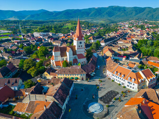 Wall Mural - Panorama view of Saint Walpurga Fortified Church in Cisnadie