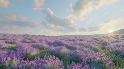 Wall Mural - A serene lavender field stretching towards the horizon.