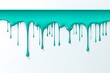 Teal paint dripping on the white wall water spill vector background with blank copy space for photo or text