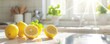 Banner With Lemons on a Table in the Kitchen With Copy Space