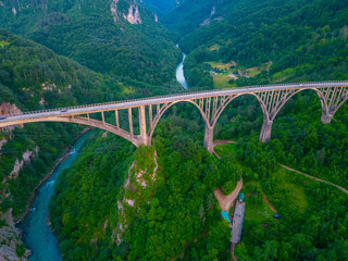 Wall Mural - Sunset view of Djurdjevica Tara bridge in Montenegro