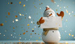3d snowman on snow with hands empty pages.AI Generative