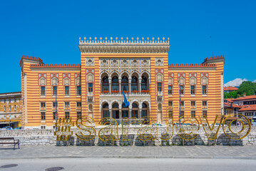 Wall Mural - Sarajevo city hall in Bosnia and Herzegovina